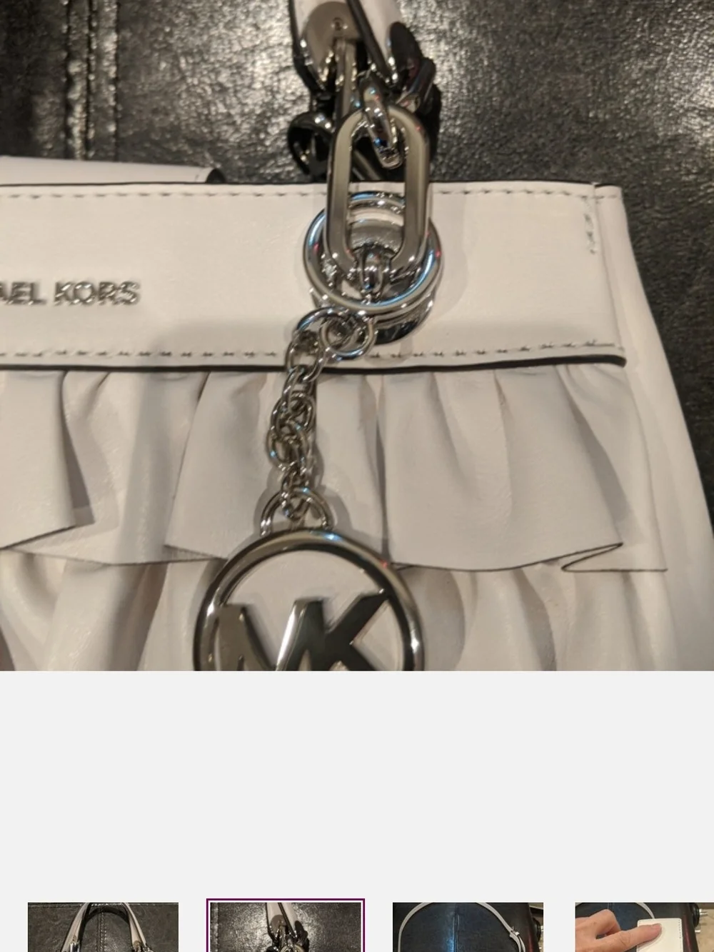 MICHAEL KORS Ivory Ruffle Leather Shoulder Bag ***NEVER USED***NEW